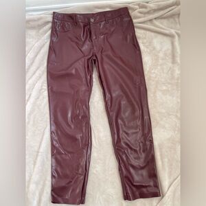 Joie Women’s Faux Leather Pants in Burgundy Size 14 NWOT
